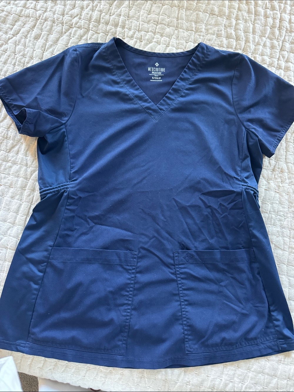 Med couture maternity V-Neck Scrub Top - Navy - size small